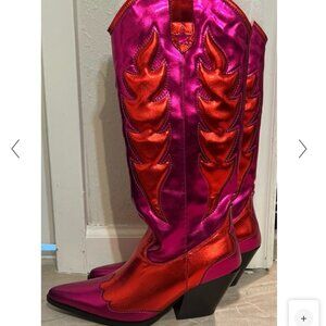 Metalic Pink & Orange Azalea Wang Cowboy Boots.